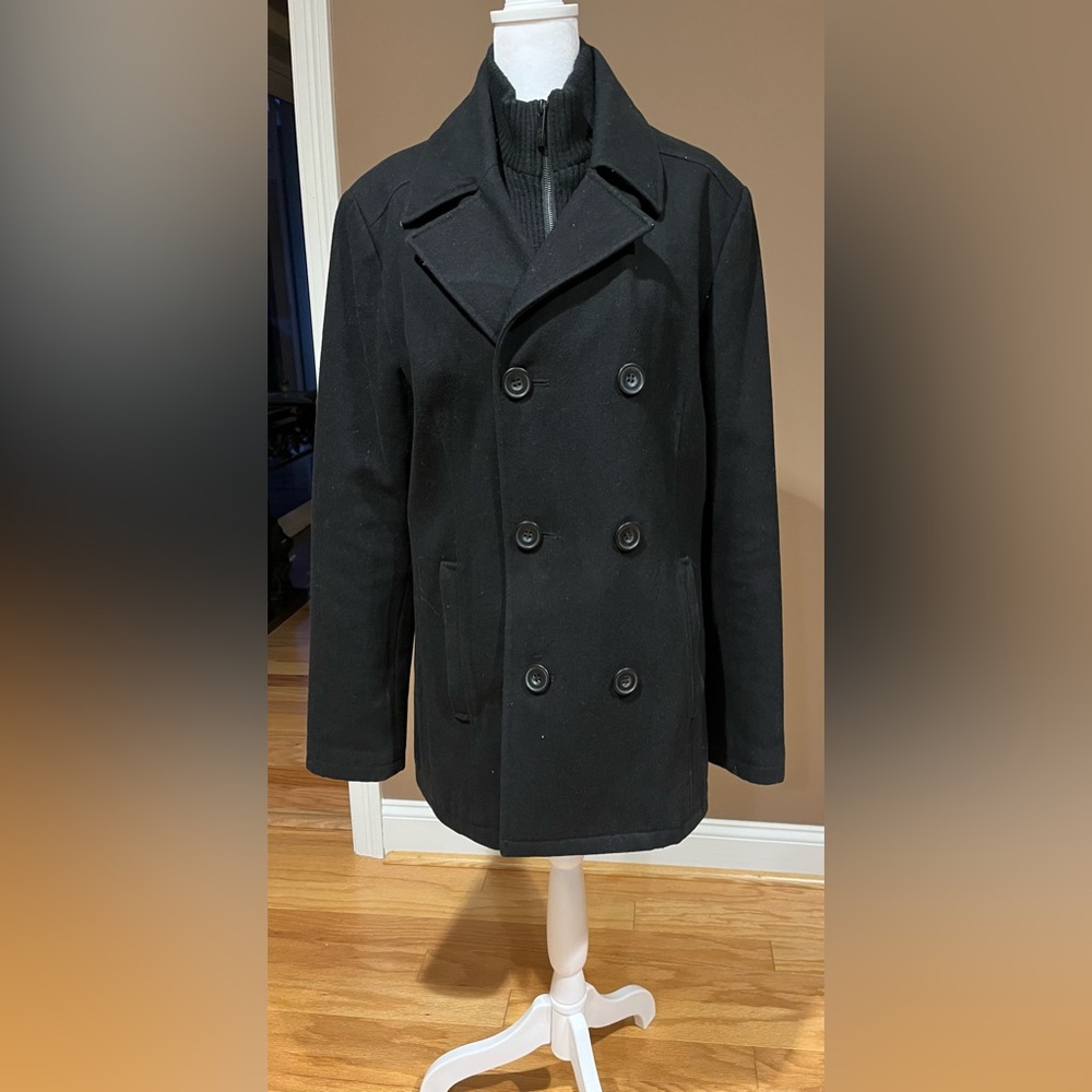 Kenneth Cole Reaction Double Breasted Men’s Peacoat, Size Small